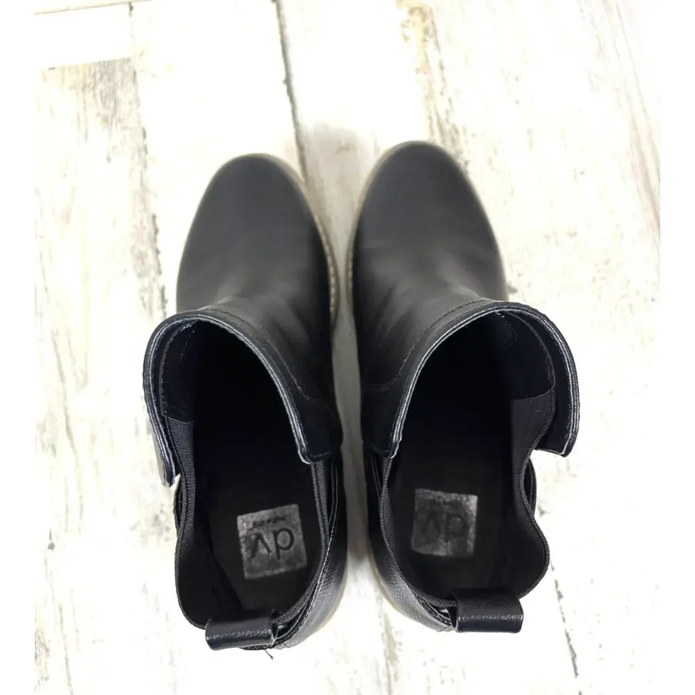 DV Dolce Vita Womens 9 Black Rango Vegan Leather Wedge Platform Ankle Boots